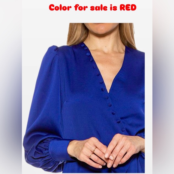 NWT ALEXIA ADMOR Arya Button-Front Wrap Red Dress, Size 8 - Picture 4 of 5